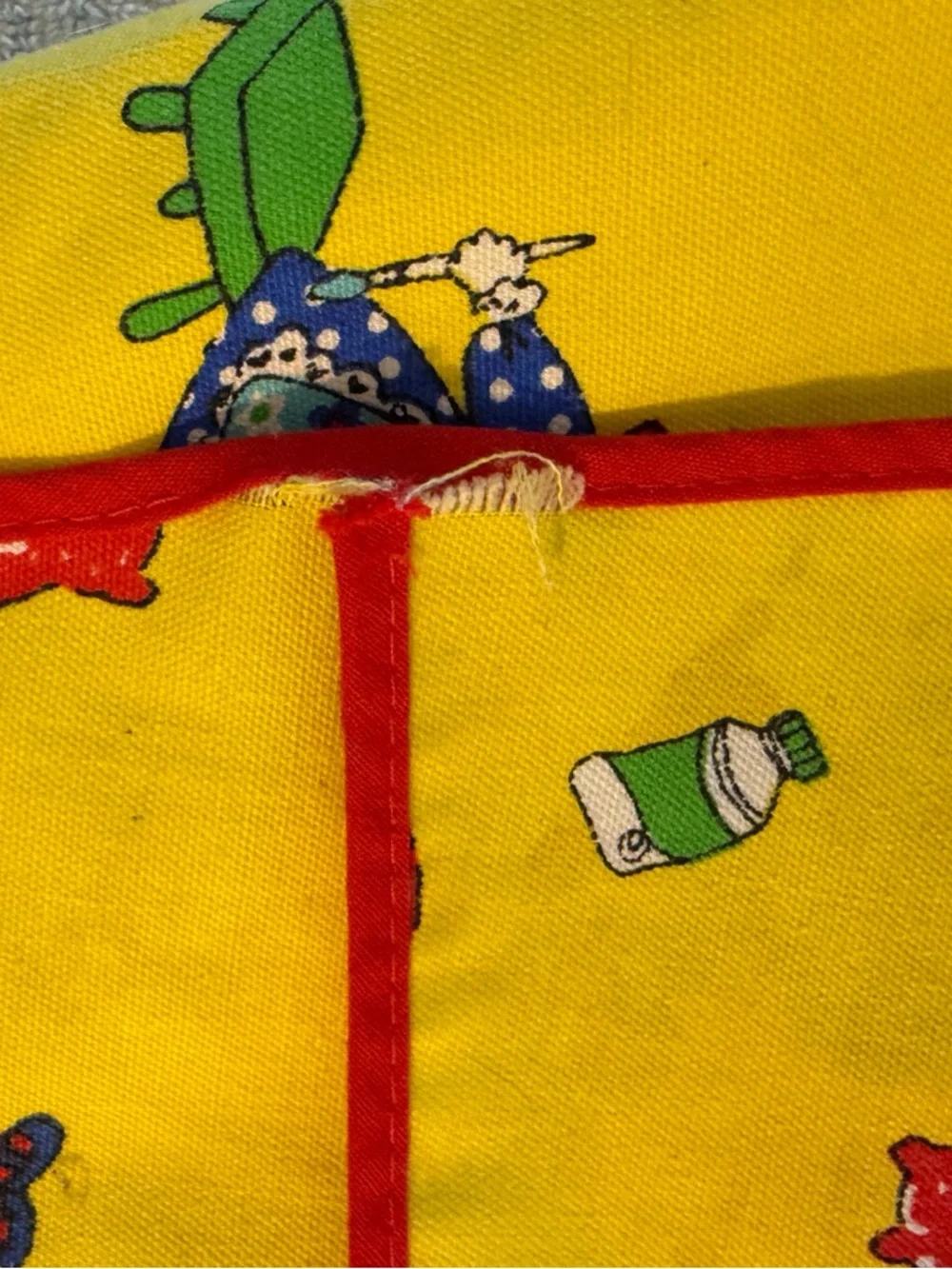 Vintage Kids Yellow Artist Smock with Red Trim